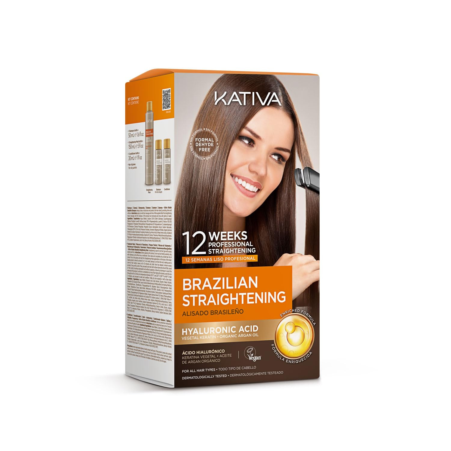 Brazilian Straightening Kit, 12 Weeks of Home Use Professional Straightening, wi