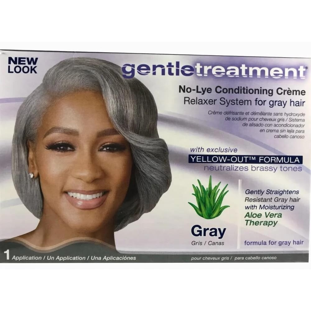 Gentle Treatment No Lye Conditioning Creme Relaxer System Gray Hair Yellow-out