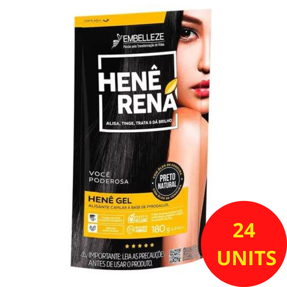 24 packs x 180g Natural Black Rena Hene Gel Hair EMBELLEZE