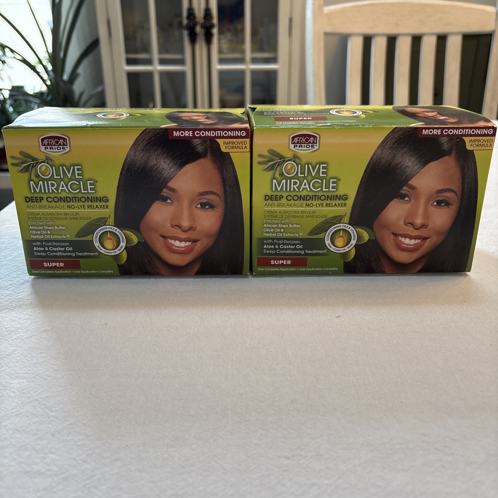 2x African Pride Olive Miracle Deep Condition Anti-Breakage No-Lye Relaxer Perms