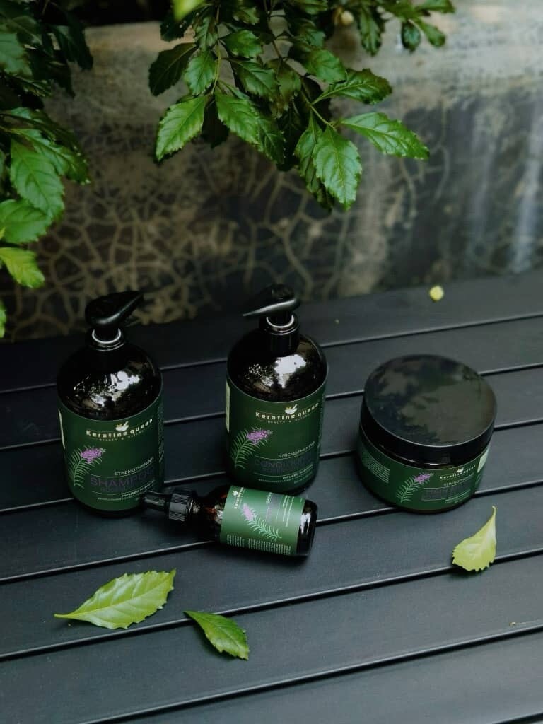 Keratin queen Rosemary Set Of 4 ; Shampoo, Conditioner, Mask And Oil