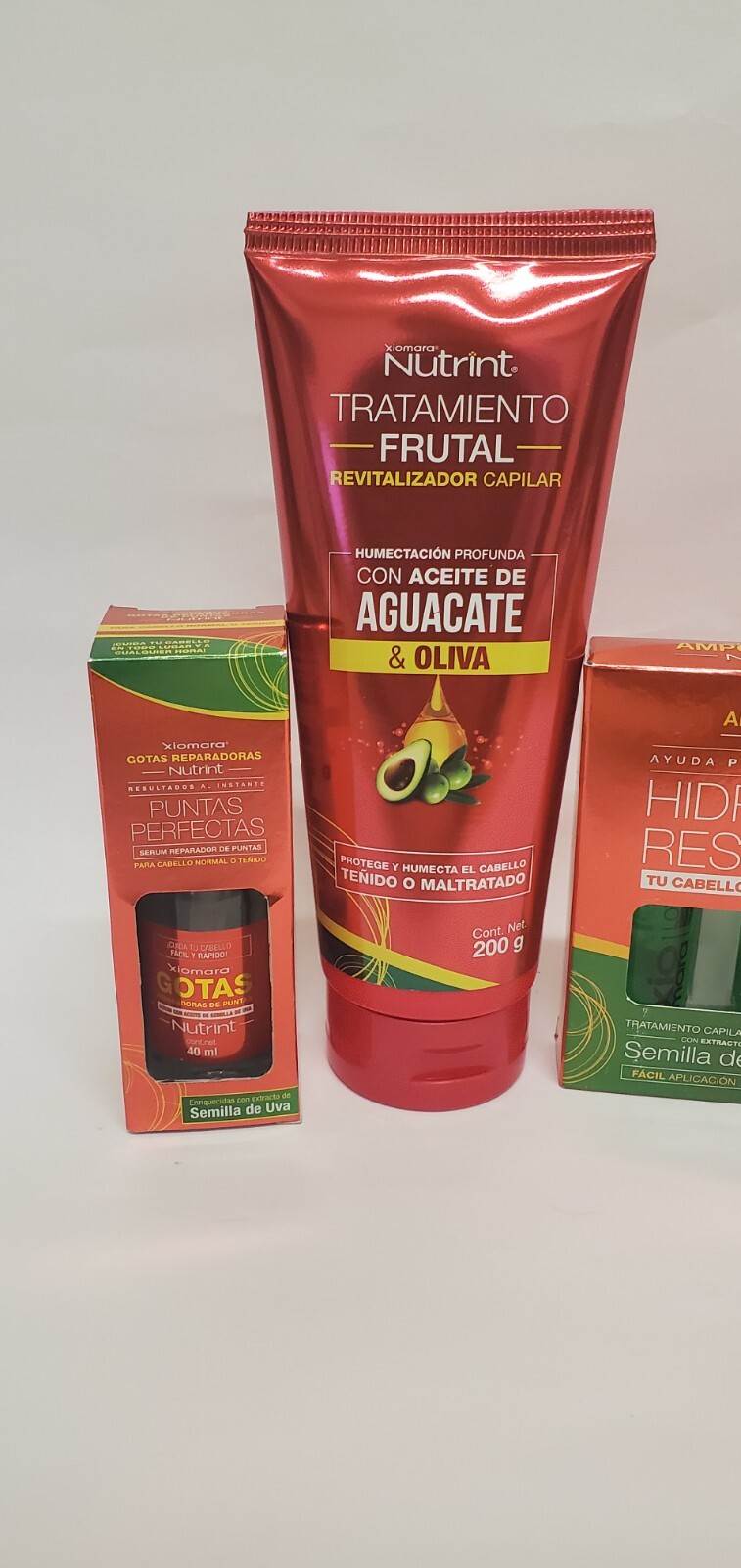 Xiomara Nutrint Kit Hidrata y Restaura Cabello Dañado puntas perfectas Uva(3pck)