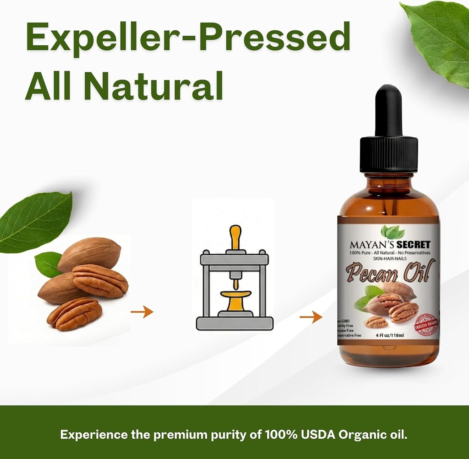100% Pure Virgin Pecan oil for Skin Tightening, WrinklesPrevention