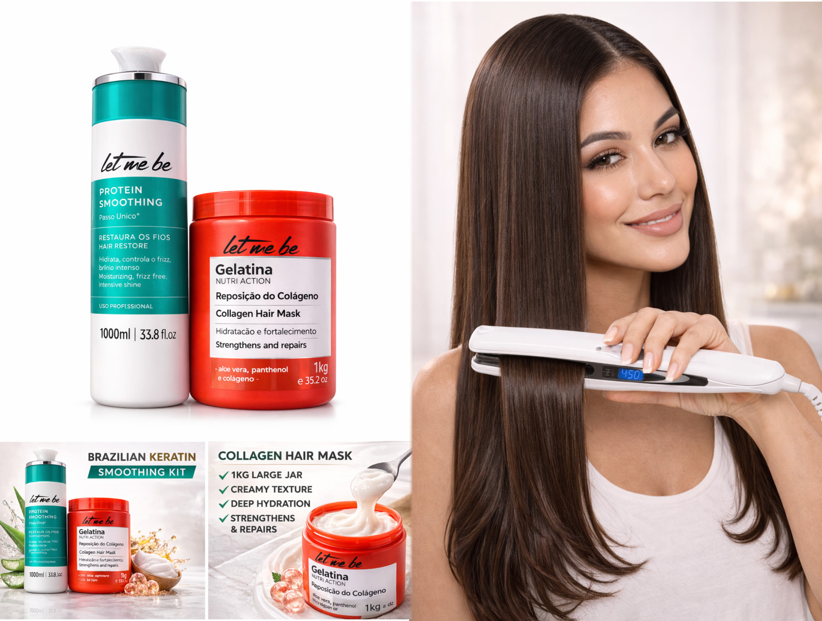 Brazilian Keratin Hair Smoothing Treatment 1000ml – Anti Frizz Salon Formula