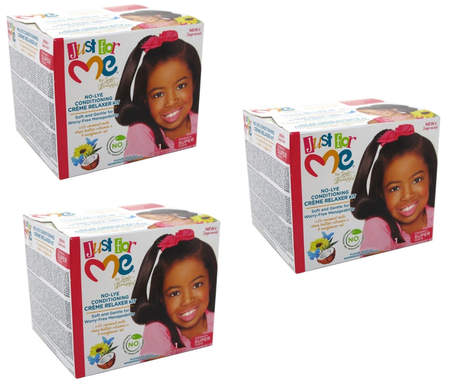 BL Just For Me No-Lye Creme Relaxer Kit Super X 3 Packs