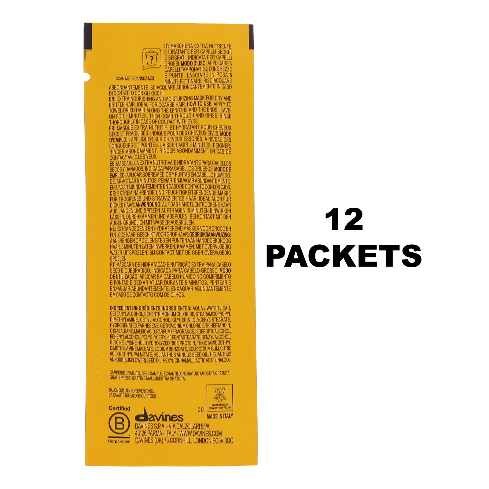 Davines NaturalTech Nourishing Vegetarian Miracle Mask Sachet 12 Pack