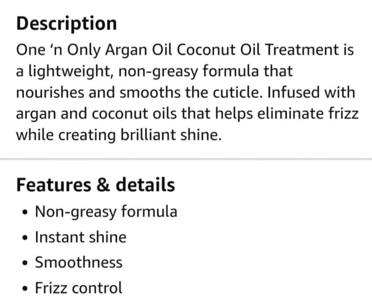 🤎 ONE ‘N ONLY 🤎 (3 Oz.) 🥥🫧 ●COCONUT WITH ARGAN OIL● Coconut Oil Treatment.