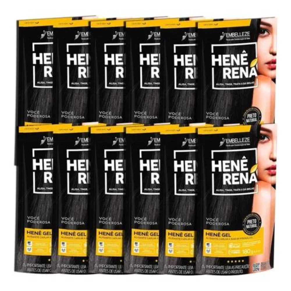 24 Packs Embelleze Hene Rena Gel Natural Black 180g Bulk Wholesale Brazil