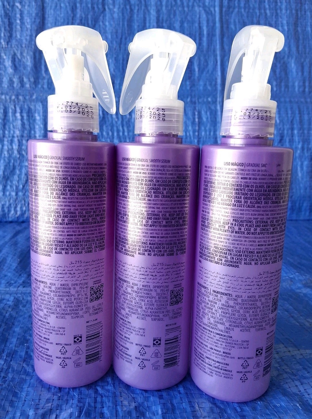 3x Cadiveu Plastica dos Fios LISO MAGICO Gradual Smooth Serum Treatment 215ml ea