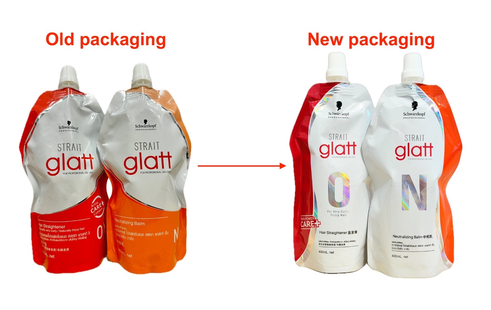 4 Sets Schwarzkopf Glatt No 0 Hair Straightener Rebonding Straightening 400ml