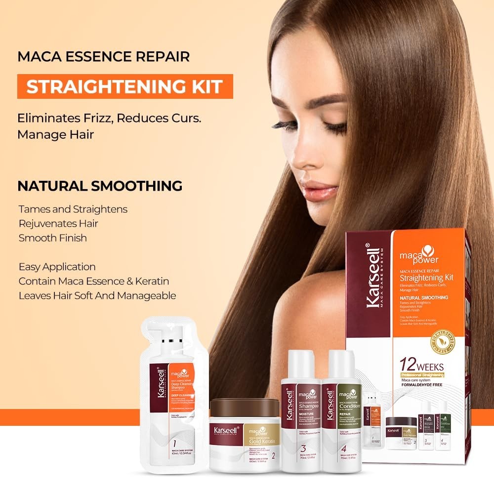 Maca essence repair Straightening Kit, 12 Weeks of Home Use Professional Stra…