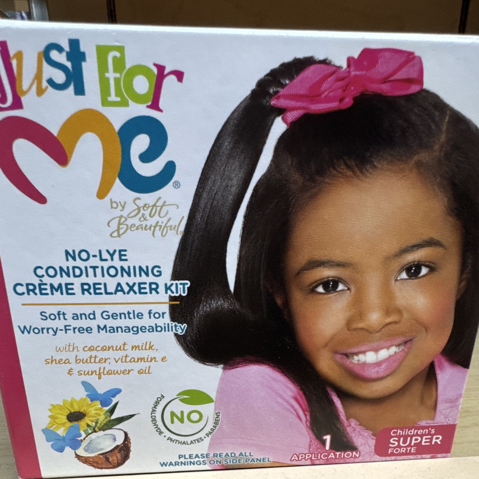 Just For Me No-Lye Relaxer Cream Kit Super Coconut Milk Shea Butter No Parabens