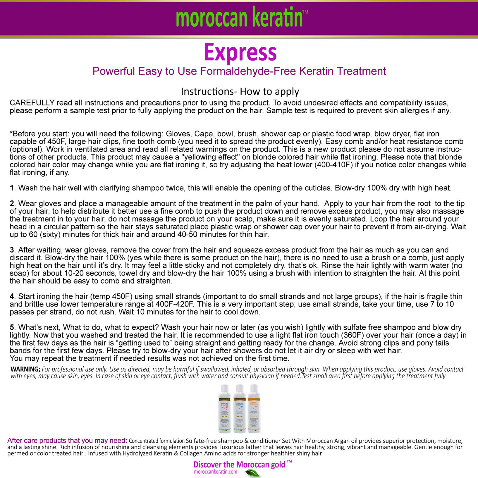 Moroccan Keratin 60min Express Formaldehyde Free Treatment kit proven formula