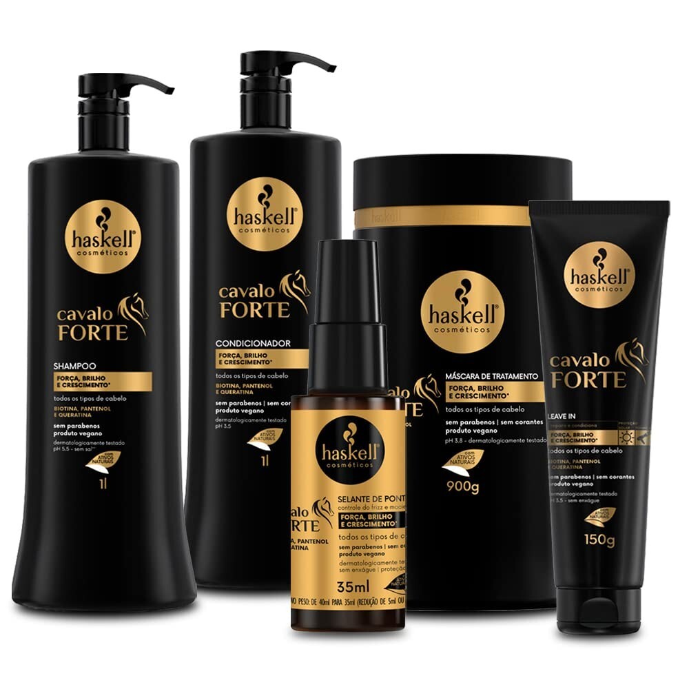 Kit Haskell Cavalo Forte Shampoo + Conditioner + Mask + Leave-in + Serum