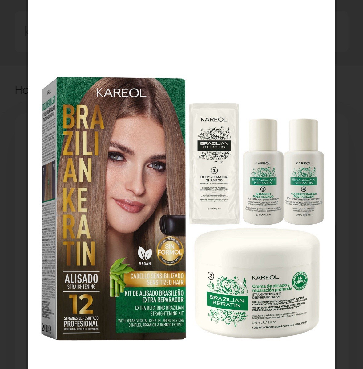 Kareol Brazilian Keratin Hair Straightening Kit Extra Repair & Strengthen New