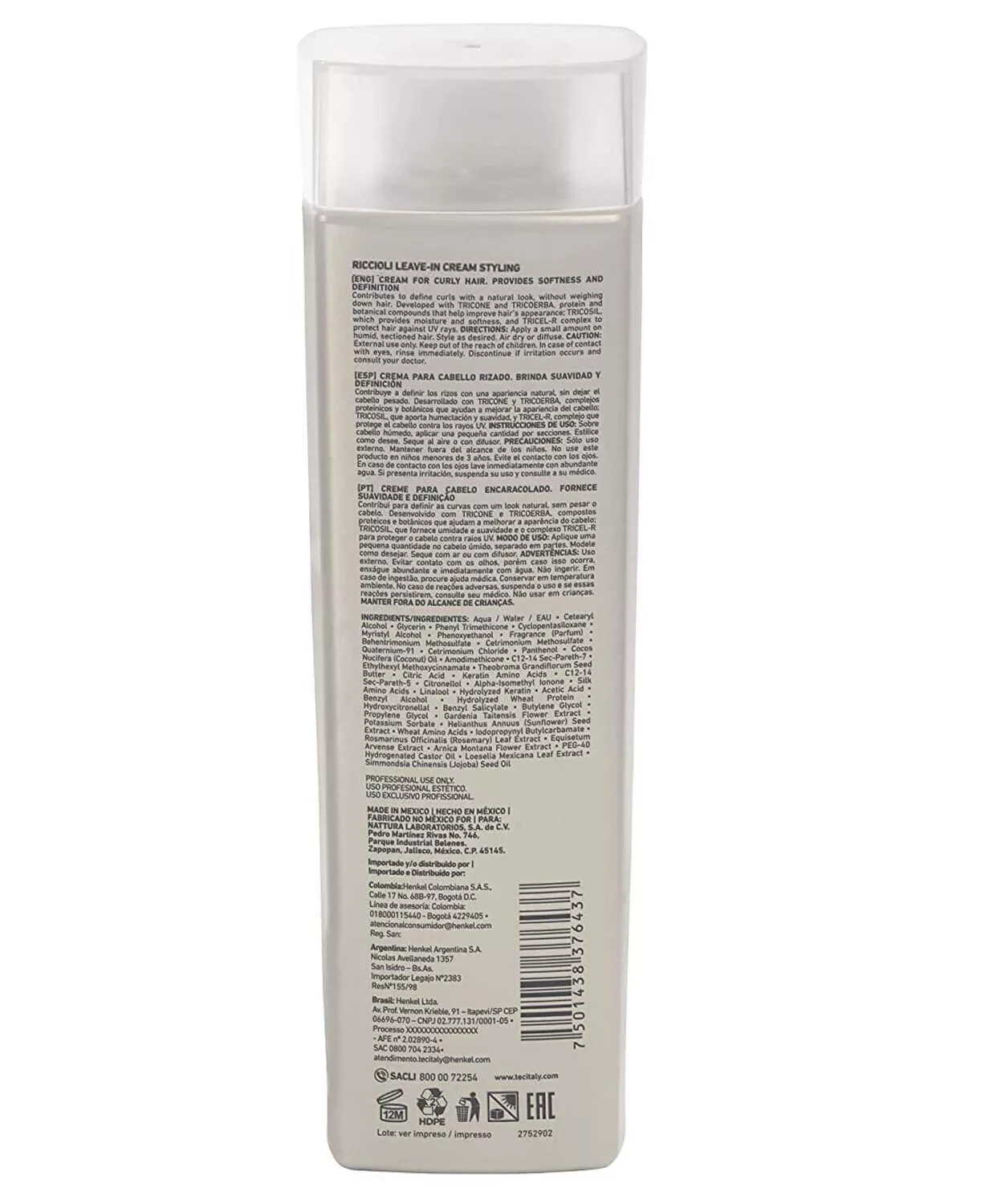Tec Italy Riccioli Leave In Cream Curl Enhancer, Moisturiser, Definition 10.1oz