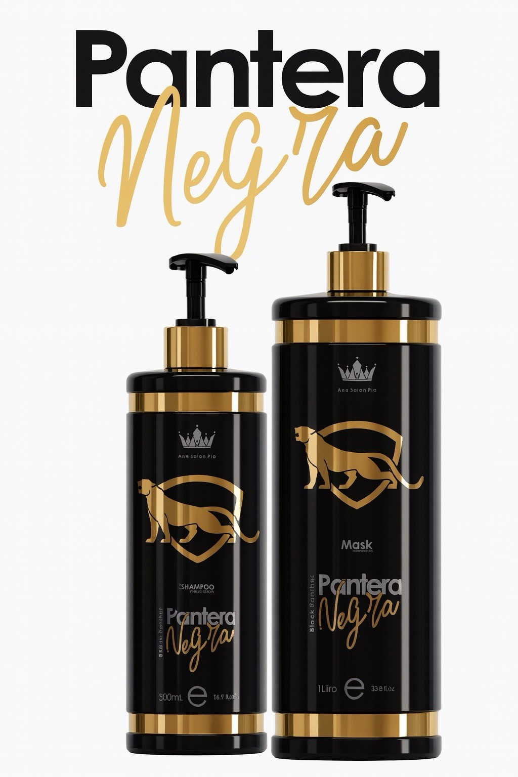 Pantera Negra Keratin Treatment Shampoo & Mask Set Anti-Frizz Smoothing 1L