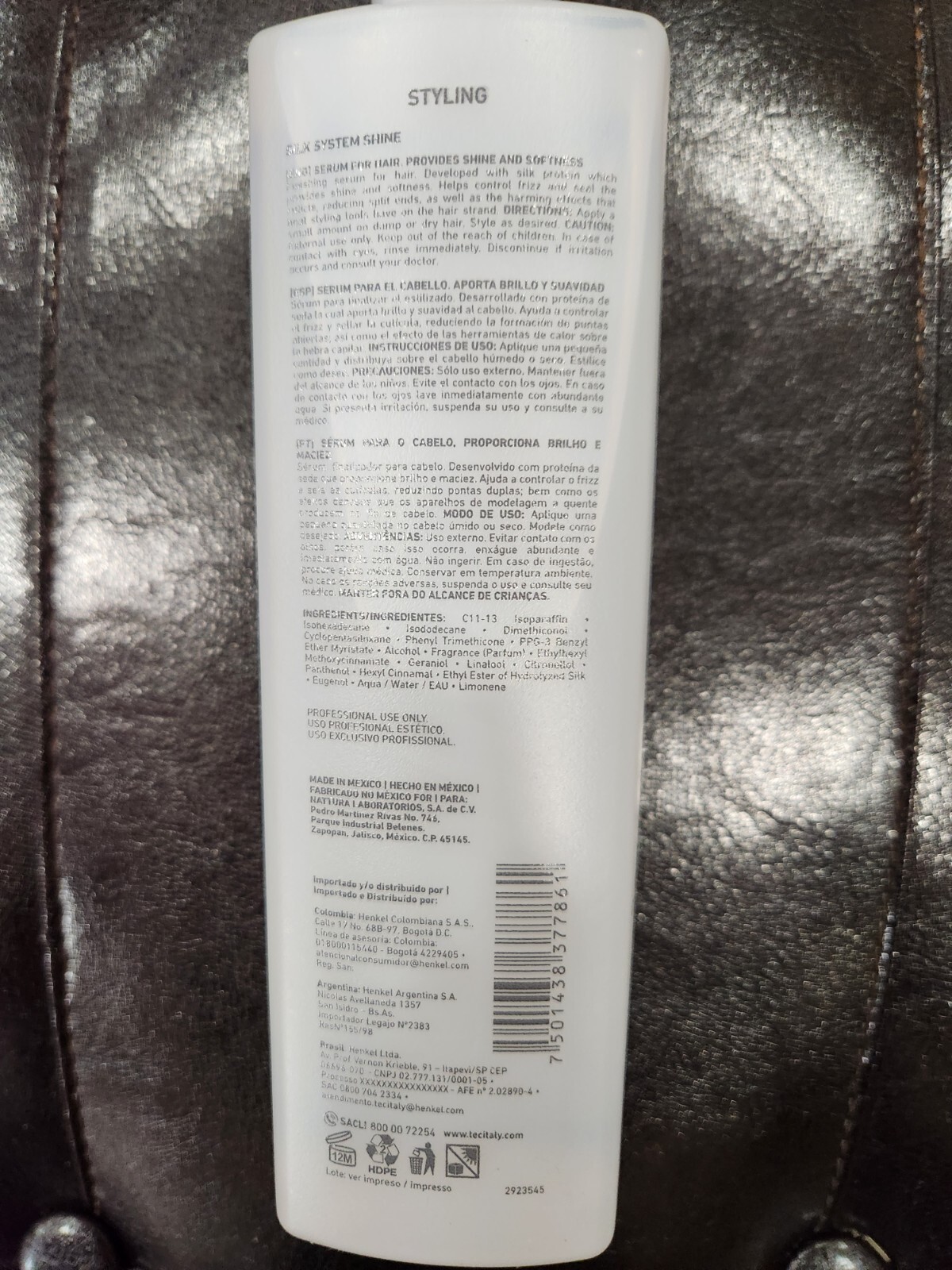 NEW TEC ITALY SILK SYSTEM SHINE STYLING SERUM FOR HAIR 10.14 FL OZ 300 ML
