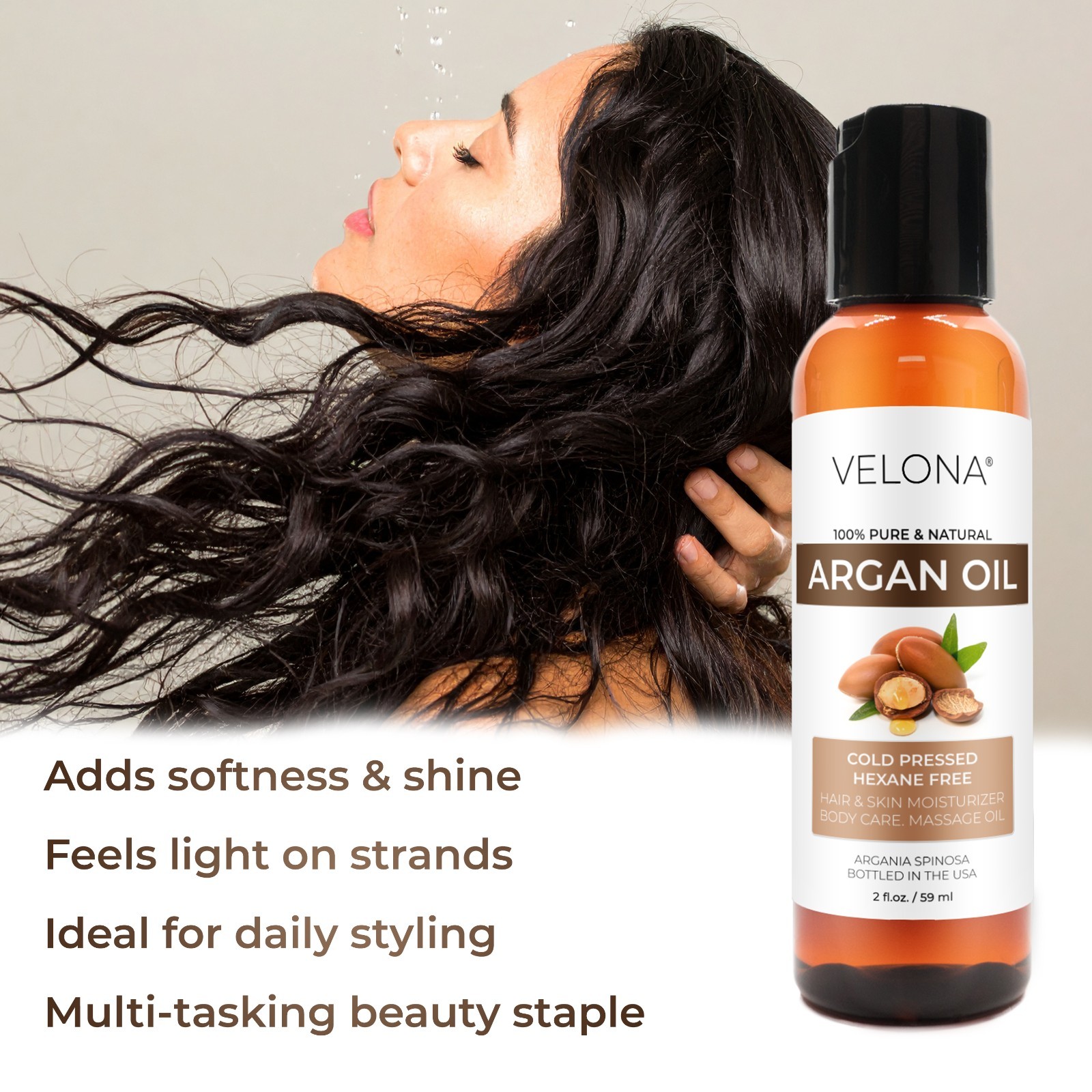 Velona Argan Oil – 2 oz | 100% Pure & Natural | Morocco Unrefined Cold Pressed