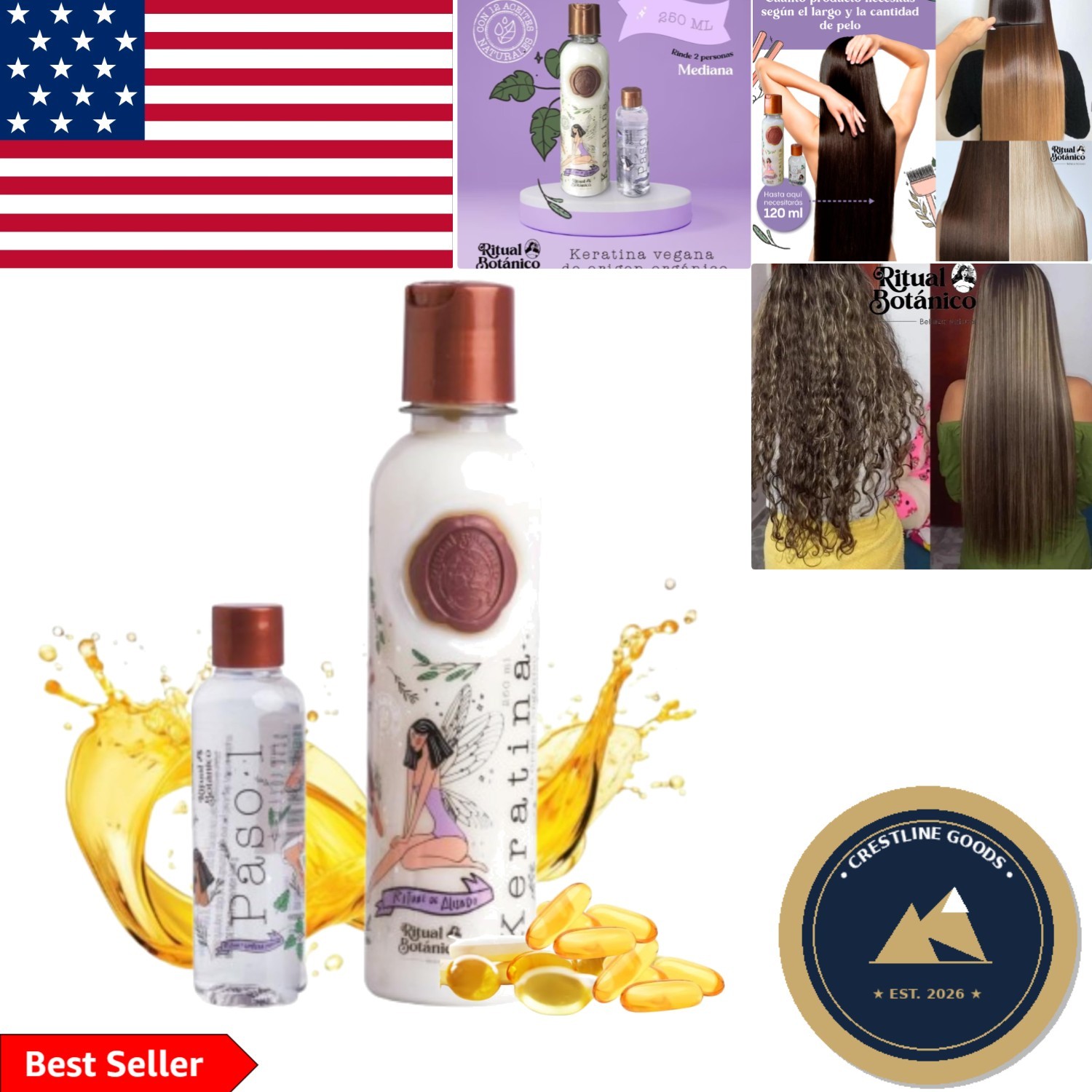 250 ML Organic Keratin Treatment – Frizz Elimination & Nutrition with 12 Oils