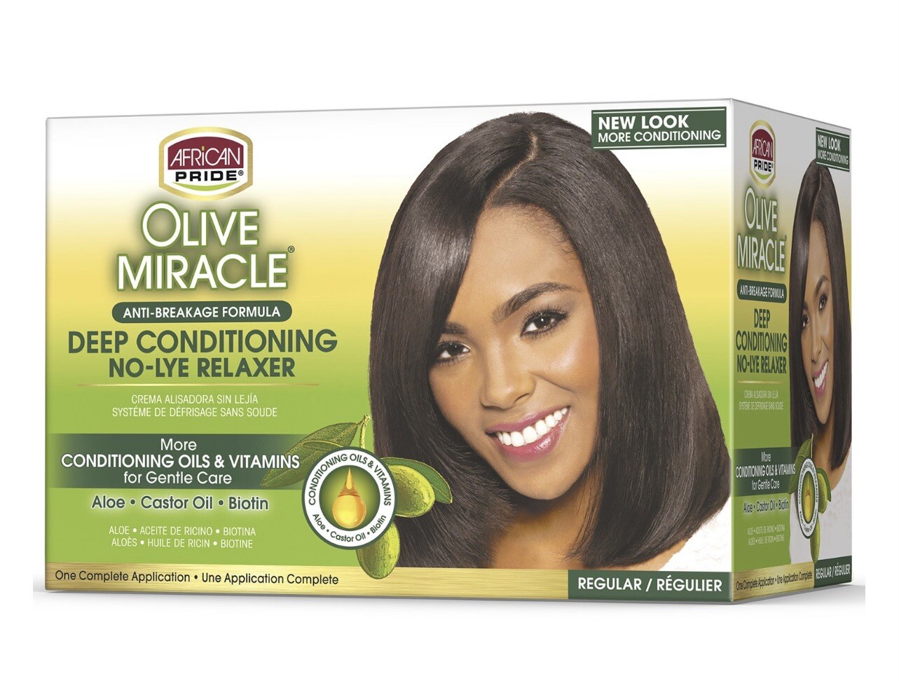 African Pride Olive Miracle Deep Conditioning Relaxer w/ Aloe & Castrol Oil.