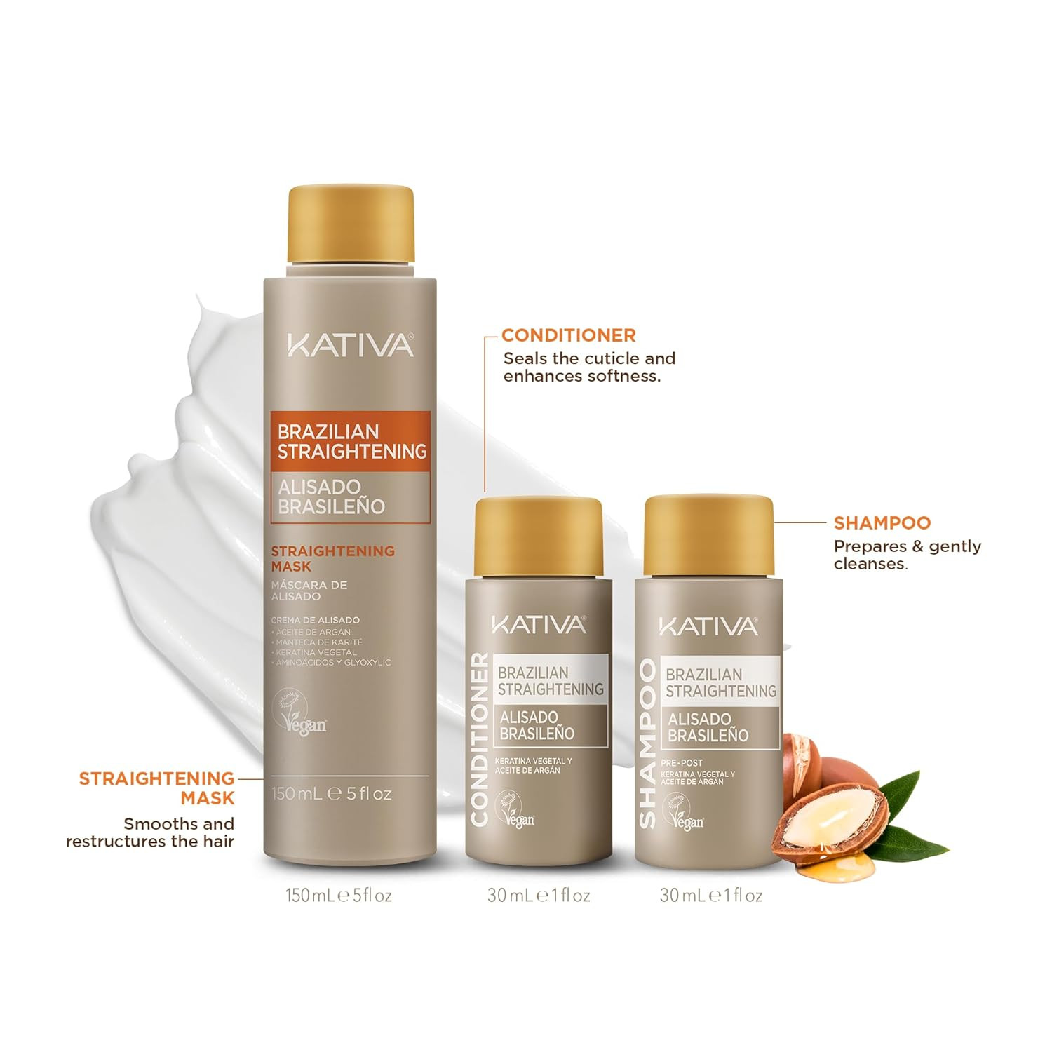 KATIVA Brazilian Keratin Treatment Kit at Home Formaldehyde Free Hair Straighten