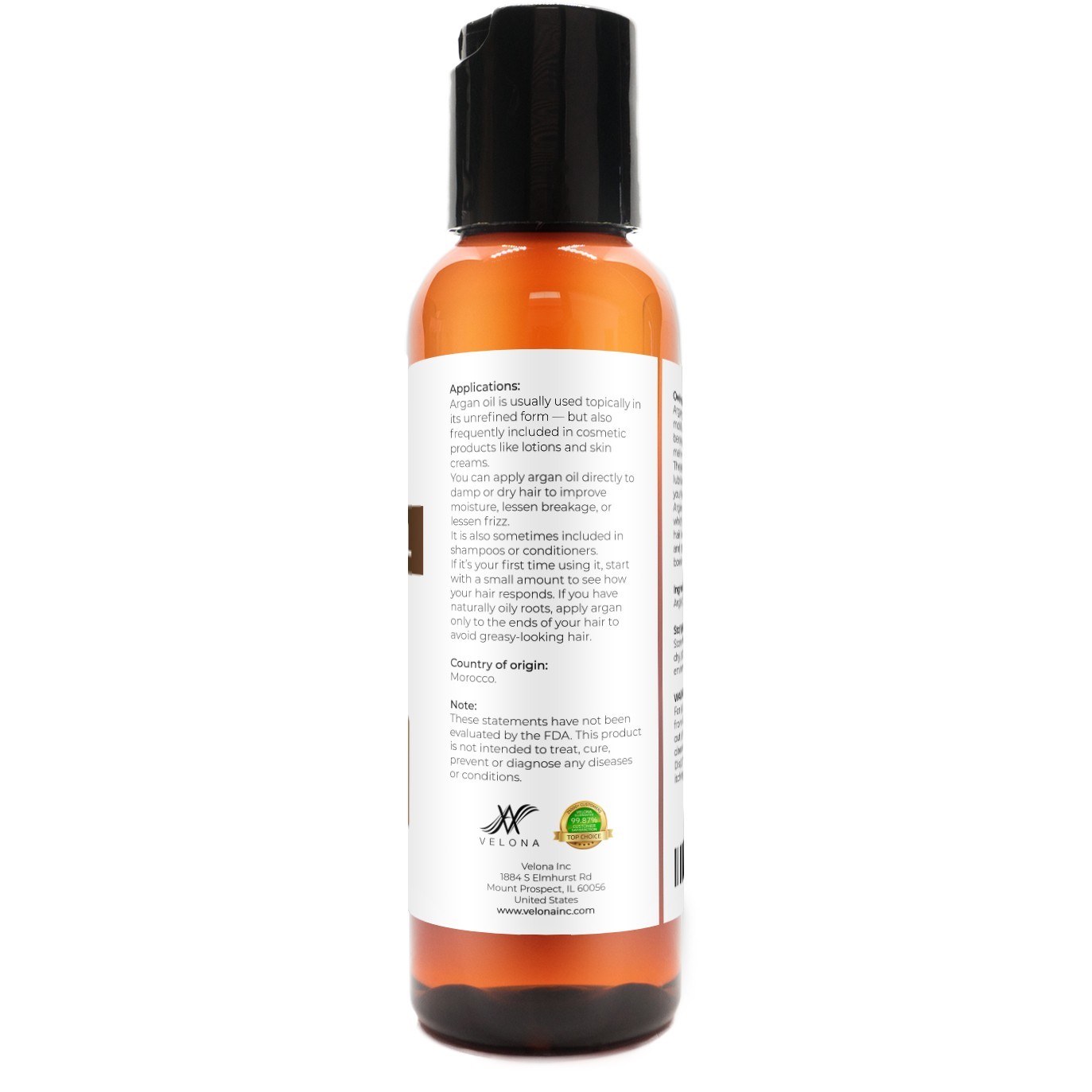 Velona Argan Oil – 2 oz | 100% Pure & Natural | Morocco Unrefined Cold Pressed