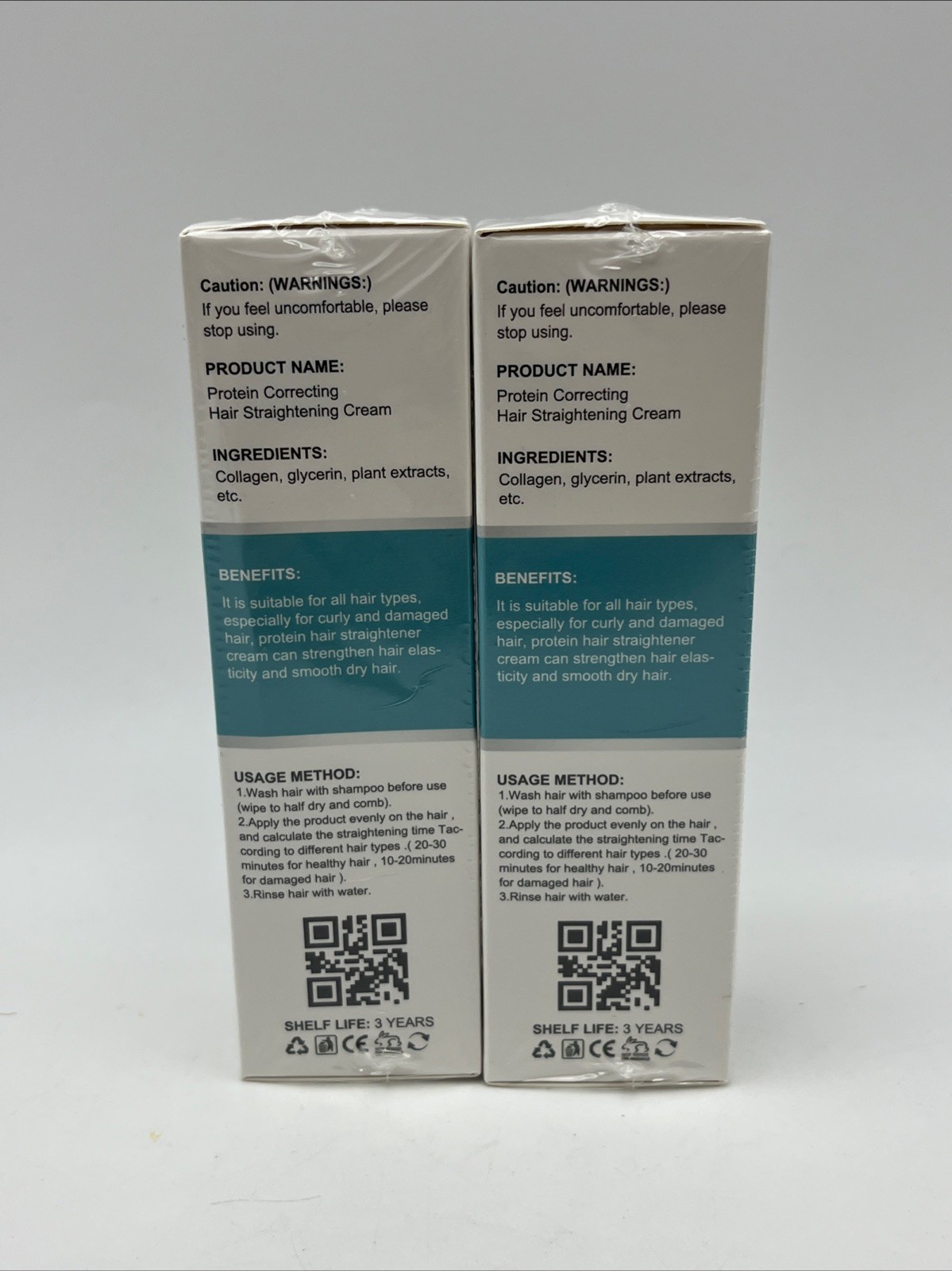 Lot of 2 Protein Correcting Hair Straightening Cream Straight 60ml 2.03oz
