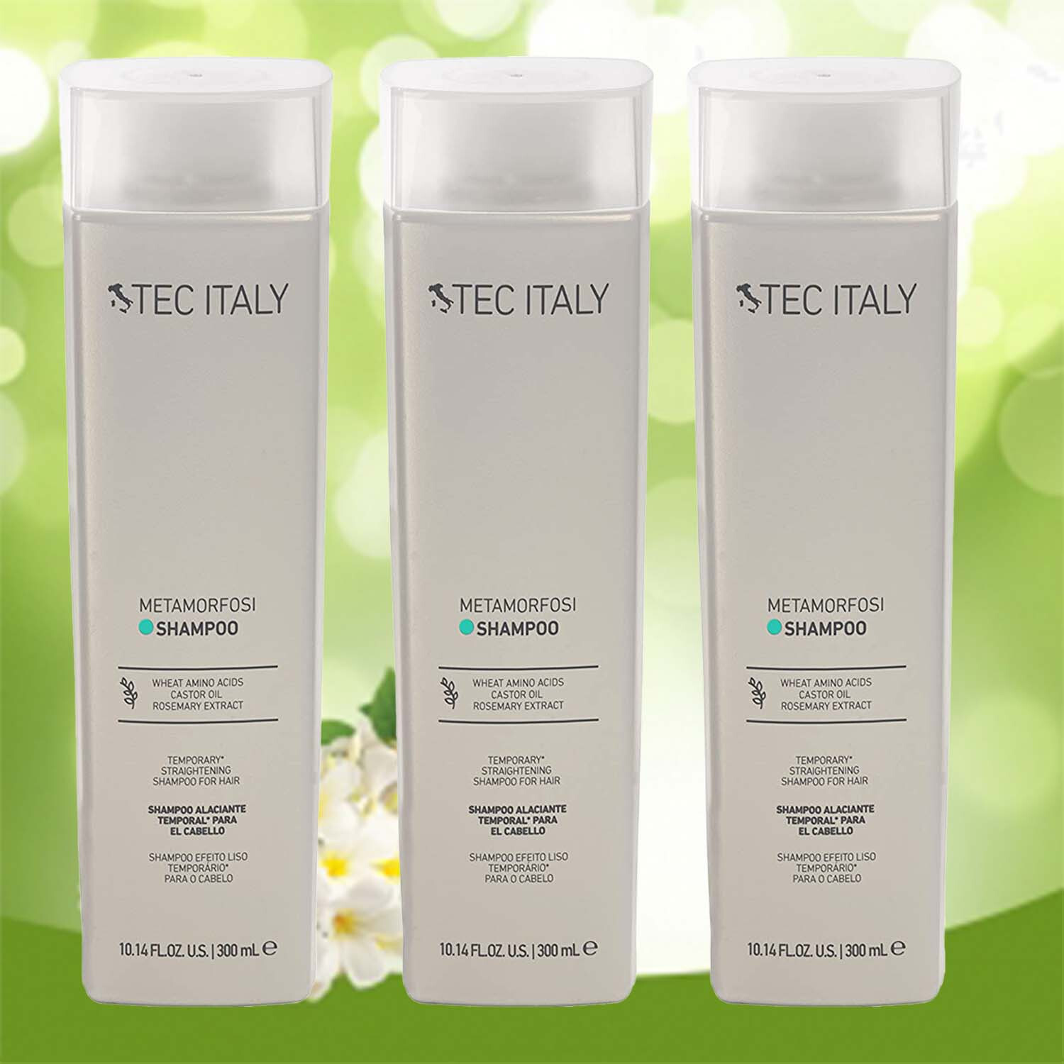 Tec Italy Metamorfosi Temporary Hair Straightening Shampoo 10.1 oz – 3 Pack