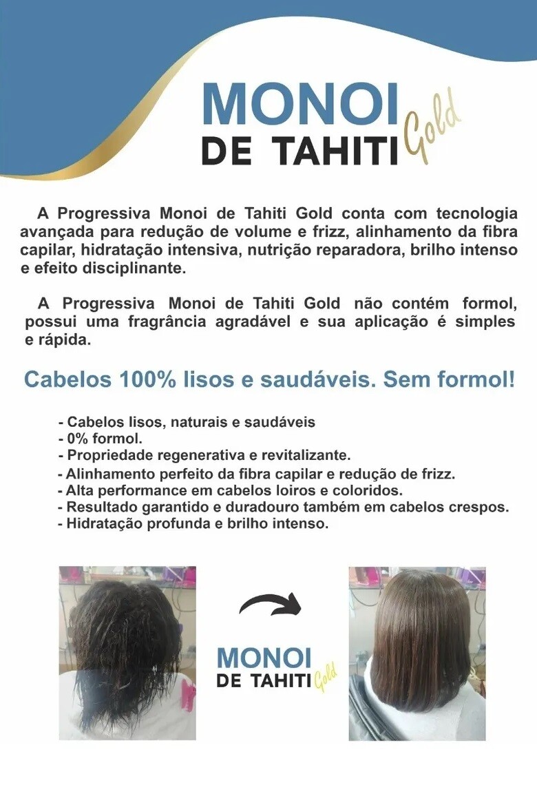 Treatment Keratin Reducer Monoi De Tahiti Gold Mono Hair 100% Smooth 1 liter