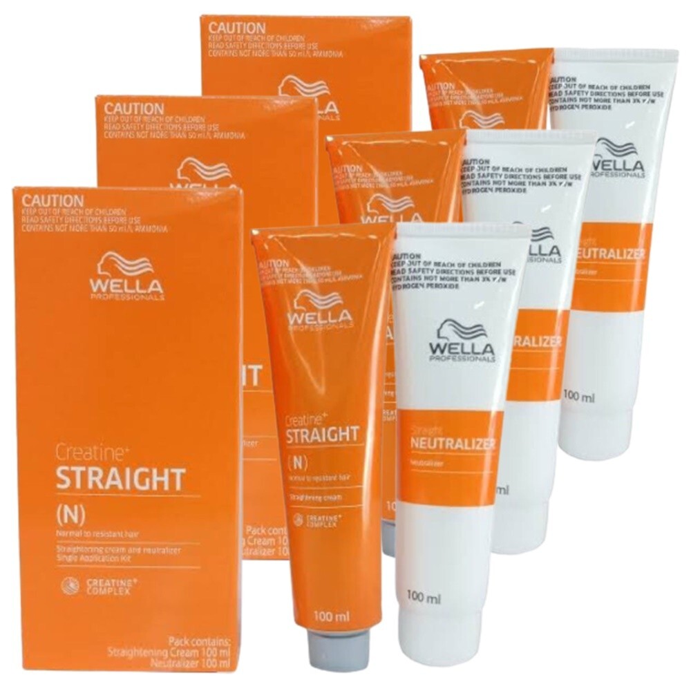 WELLA STRAIGHT(N) Hair Permanent Straightening Cream Intense Creatine Set 3 Box.