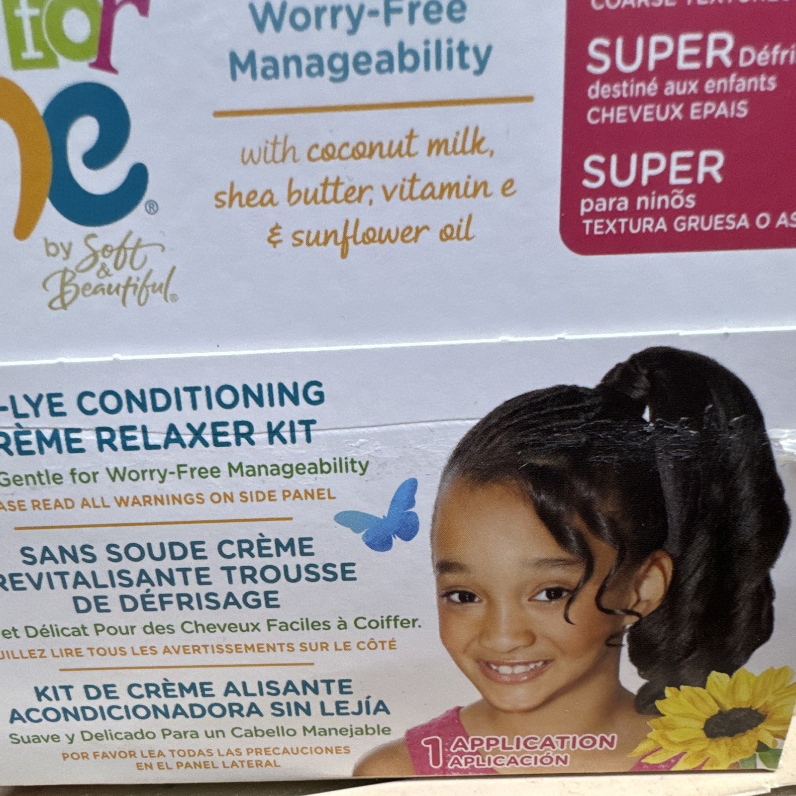 Just For Me No-Lye Relaxer Cream Kit Super Coconut Milk Shea Butter No Parabens