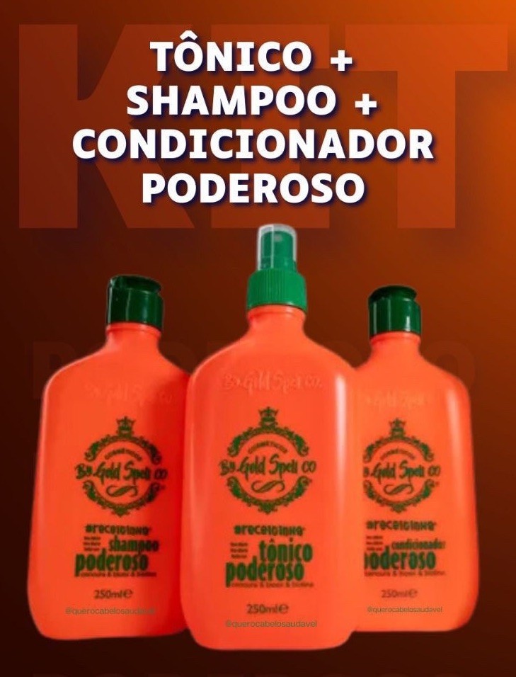Gold Spell Cosmetics-Shampoo + Condicionador + Tônico Poderoso 3X250ML Kit
