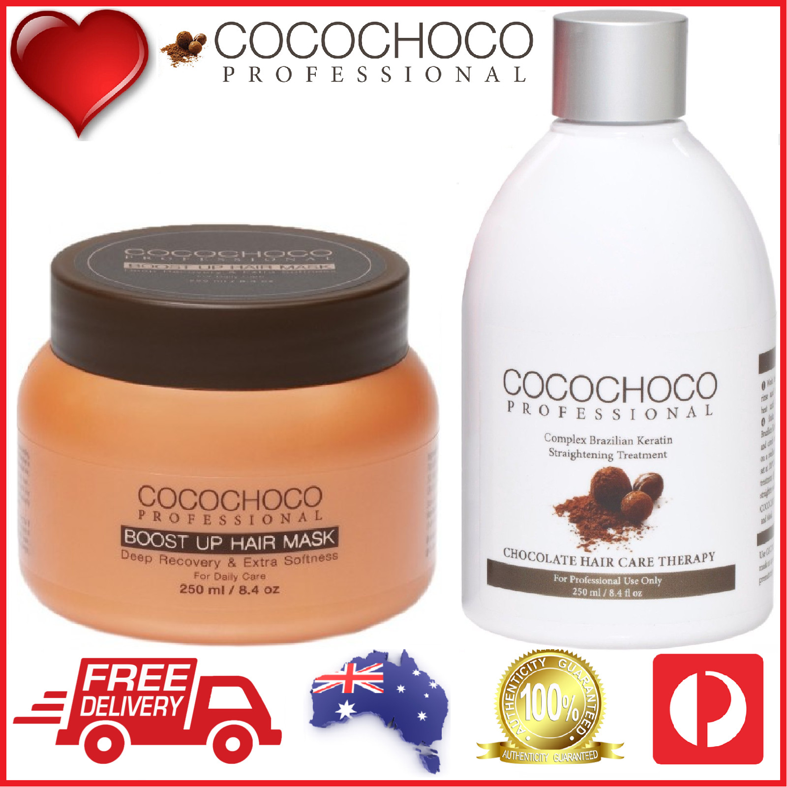 ❤❤ COCOCHOCO Pro ORIGINAL Brazil Keratin Treatment 250ml + BOOST UP Mask 250ml