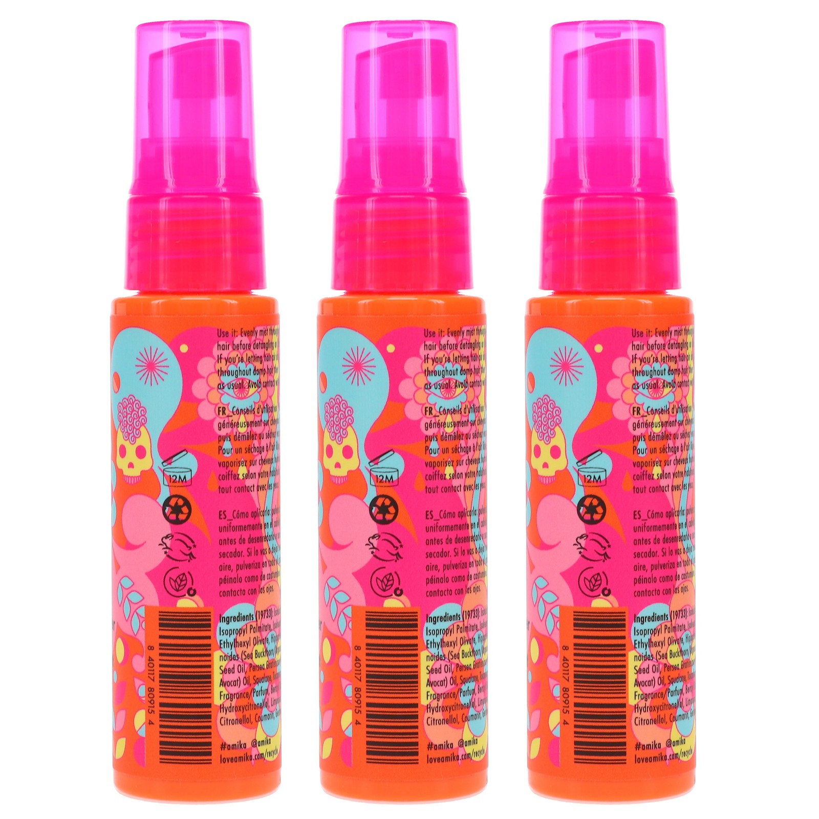 Amika The Wizard Silicone-Free Detangling Primer 1 oz 3 Pack