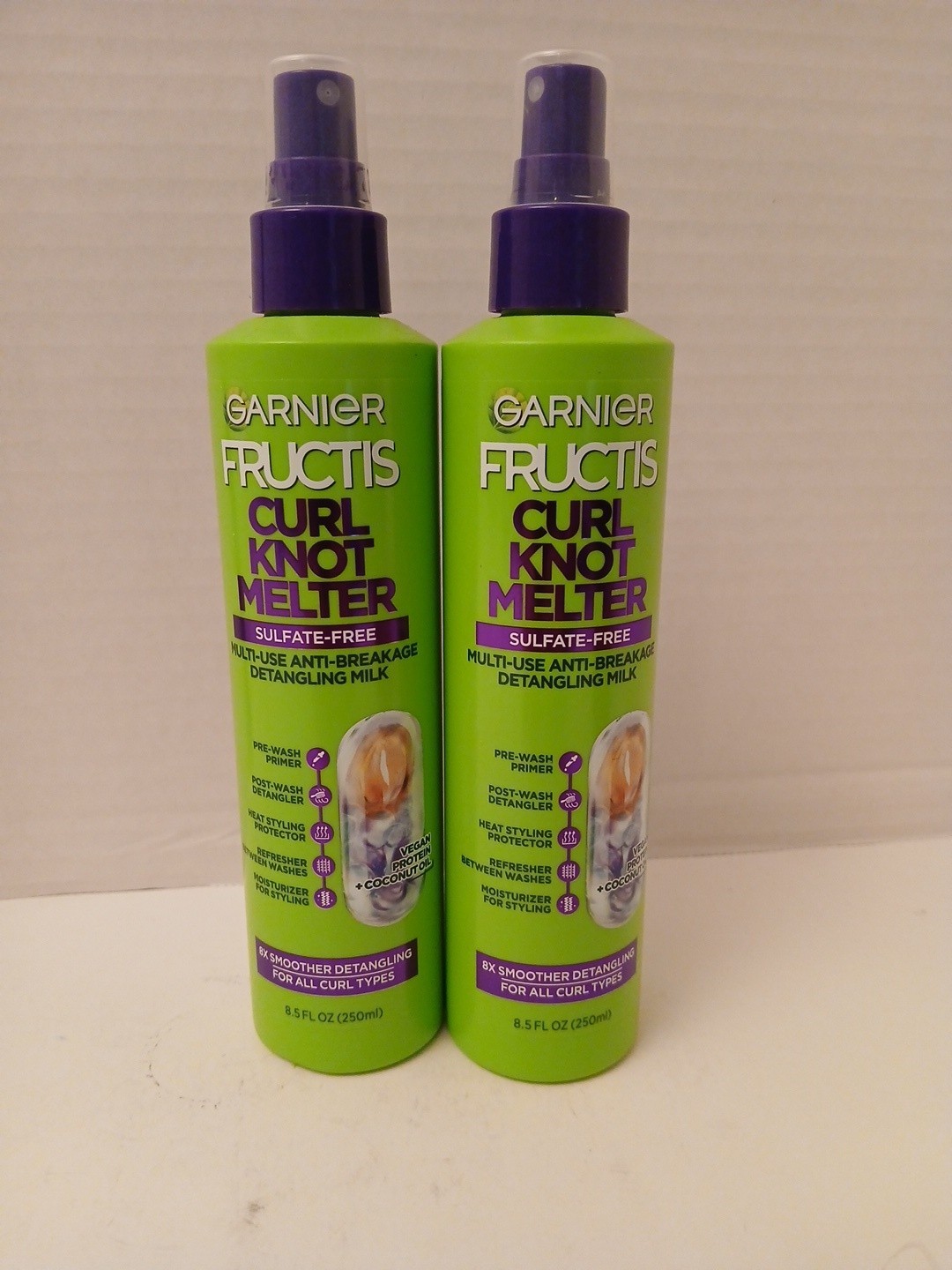 TWO Garnier Fructis Curl Knot Melter Detangling Hair Spray, 8.5 fl oz Each