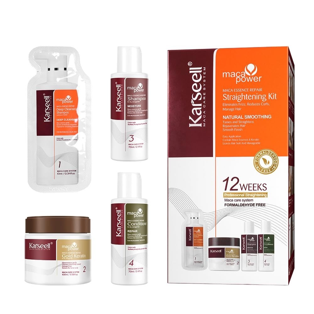 Maca essence repair Straightening Kit, 12 Weeks of Home Use Professional Stra…