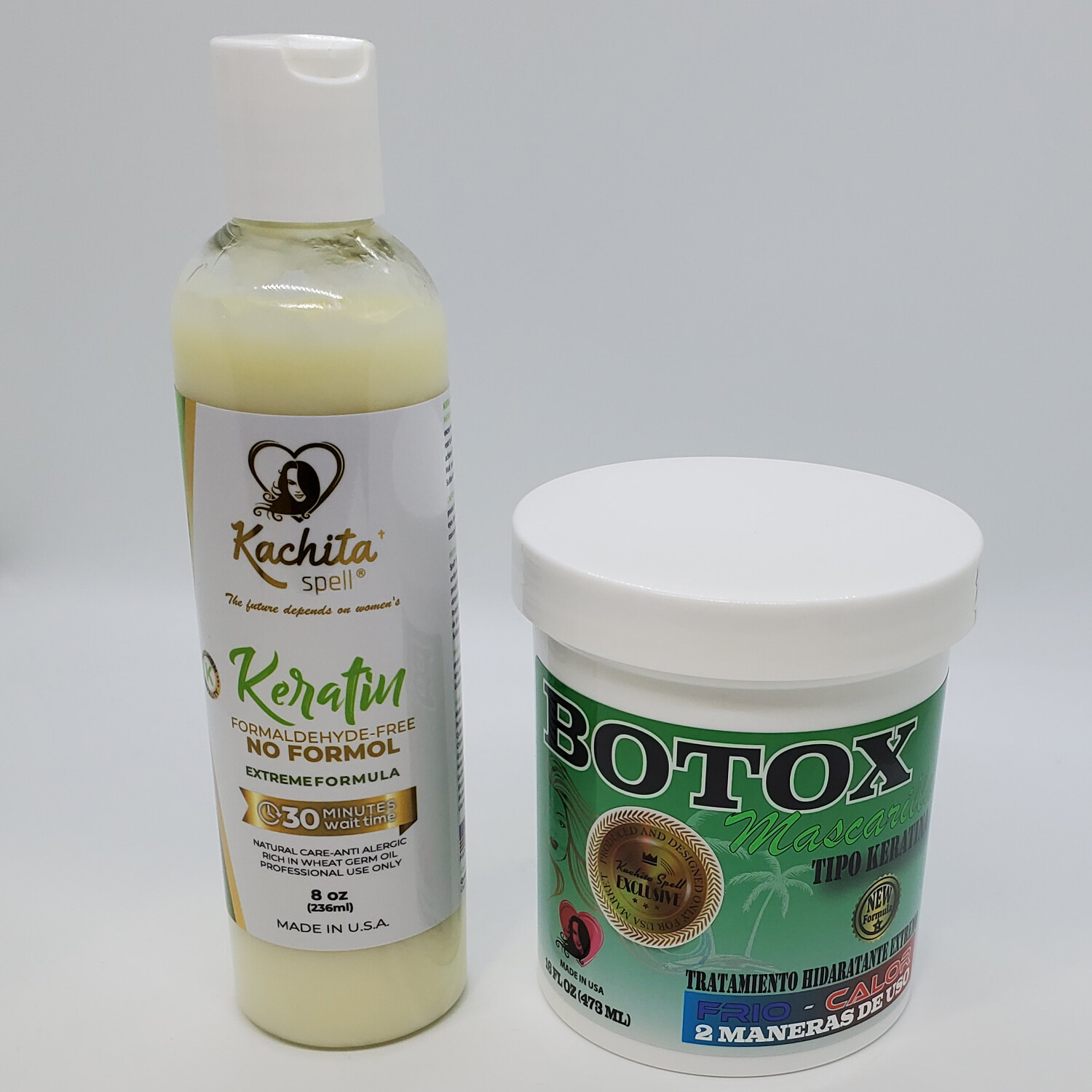 Kachita Spell Keratin FORMALDEHYDE FREE No Formol 8oz + HairBotox 16 oz