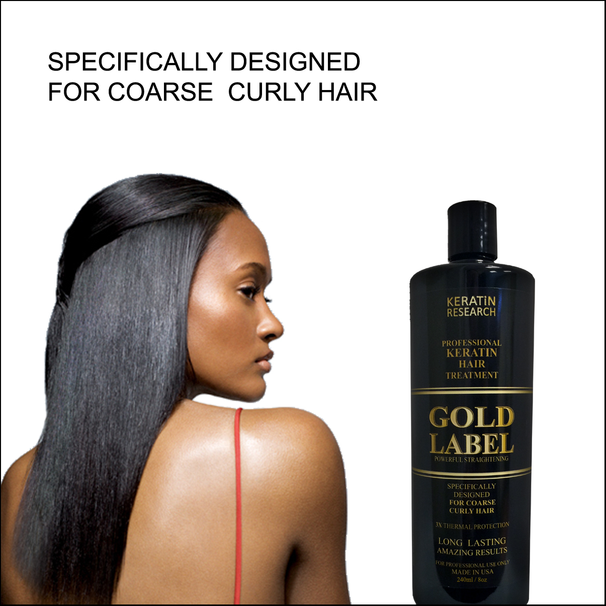 Keratin Research Gold Label Keratin Hair Blowout Treatment 240ml Curly Coarse