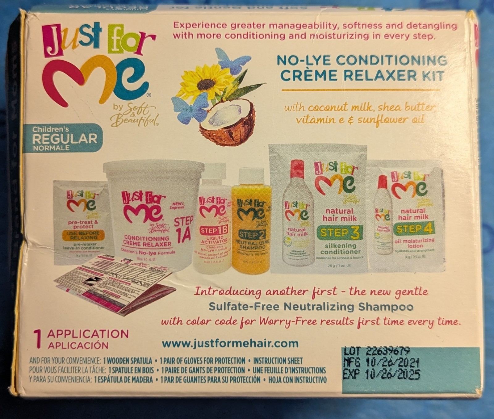 Just For Me No-Lye Regular Conditioning Crème Relaxer Kit 1 Application New