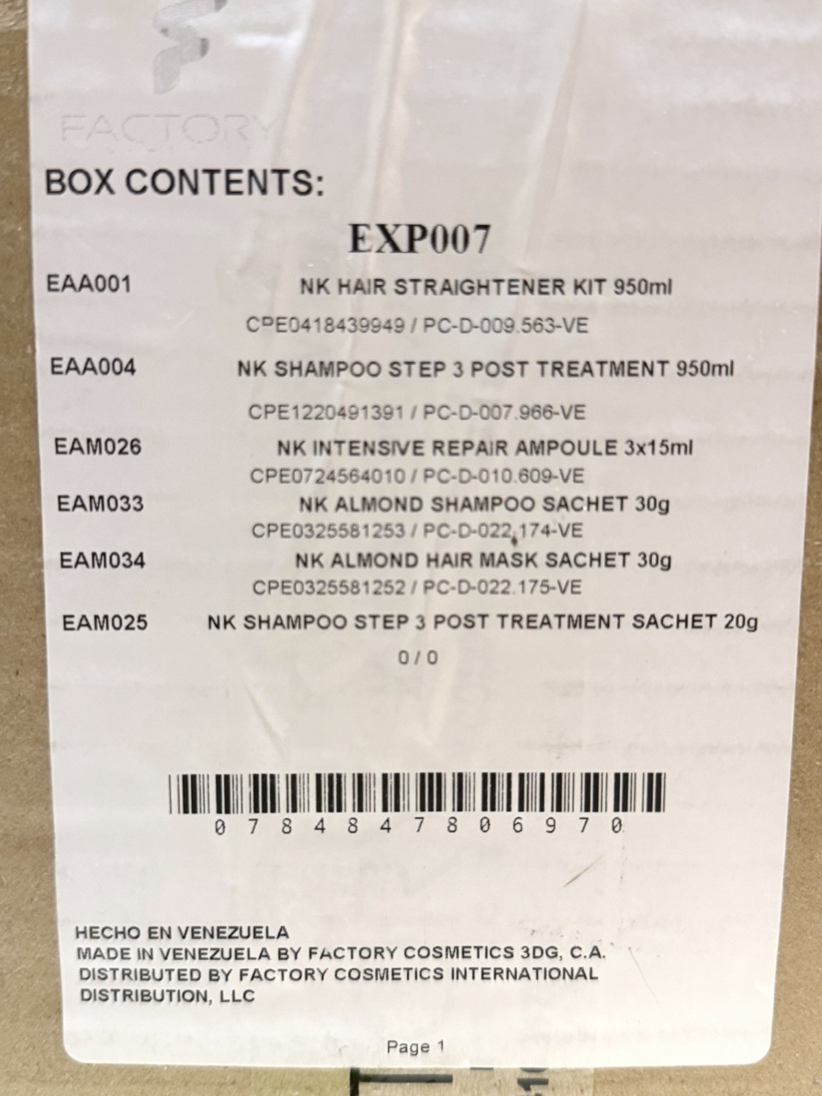 NK Professional Care Keratin Hair Straightener Kit 950ml + Repair Ampoules