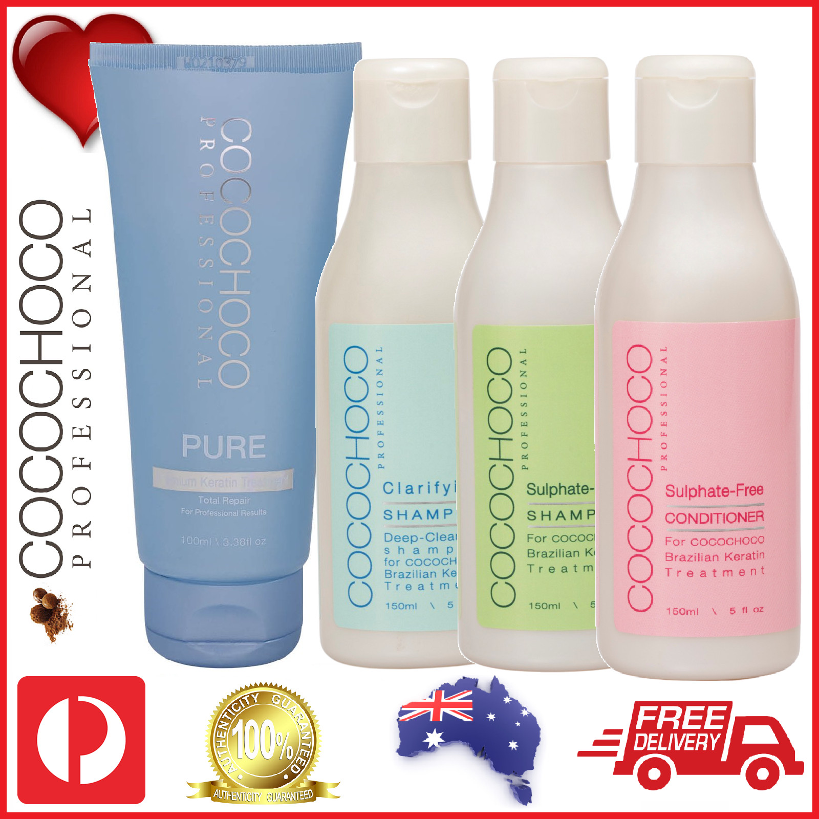 ❤❤ COCOCHOCO PURE Keratin Treatment 100ml + Shampoo+Conditioner 150ml Straighten