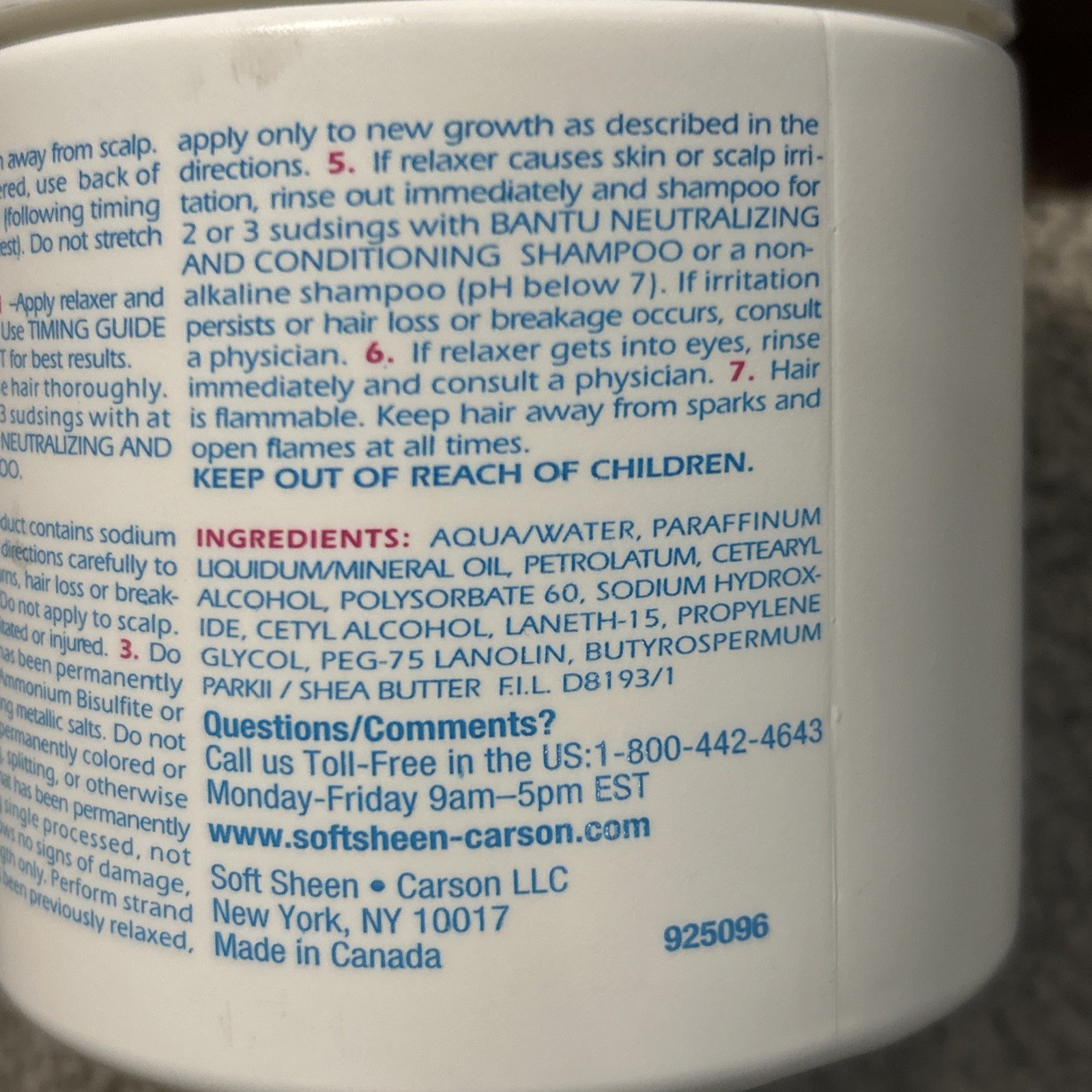 SoftSheen Carson Bantu No Base Relaxer Mild Strength Shea Butter 15oz
