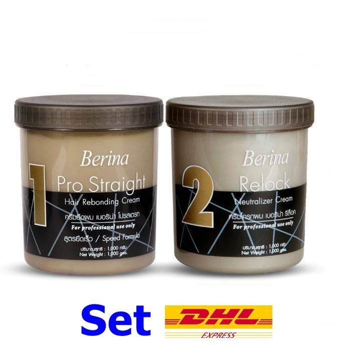 Set Berina Pro Straight Hair Rebonding Cream & Relock Neutralizer Cream 1000 g.