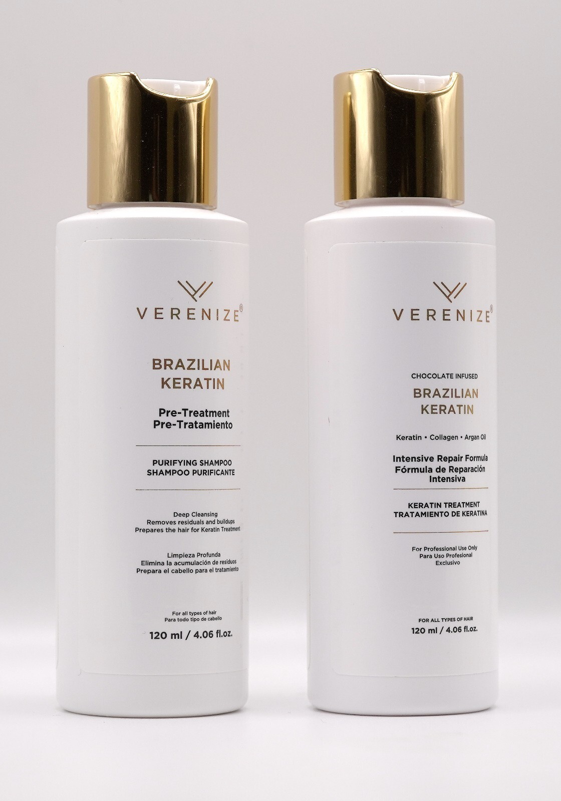 Keratin Treatment, Hair Straightener, Brazilian Blowout 2 x 120ml by VERENIZE.