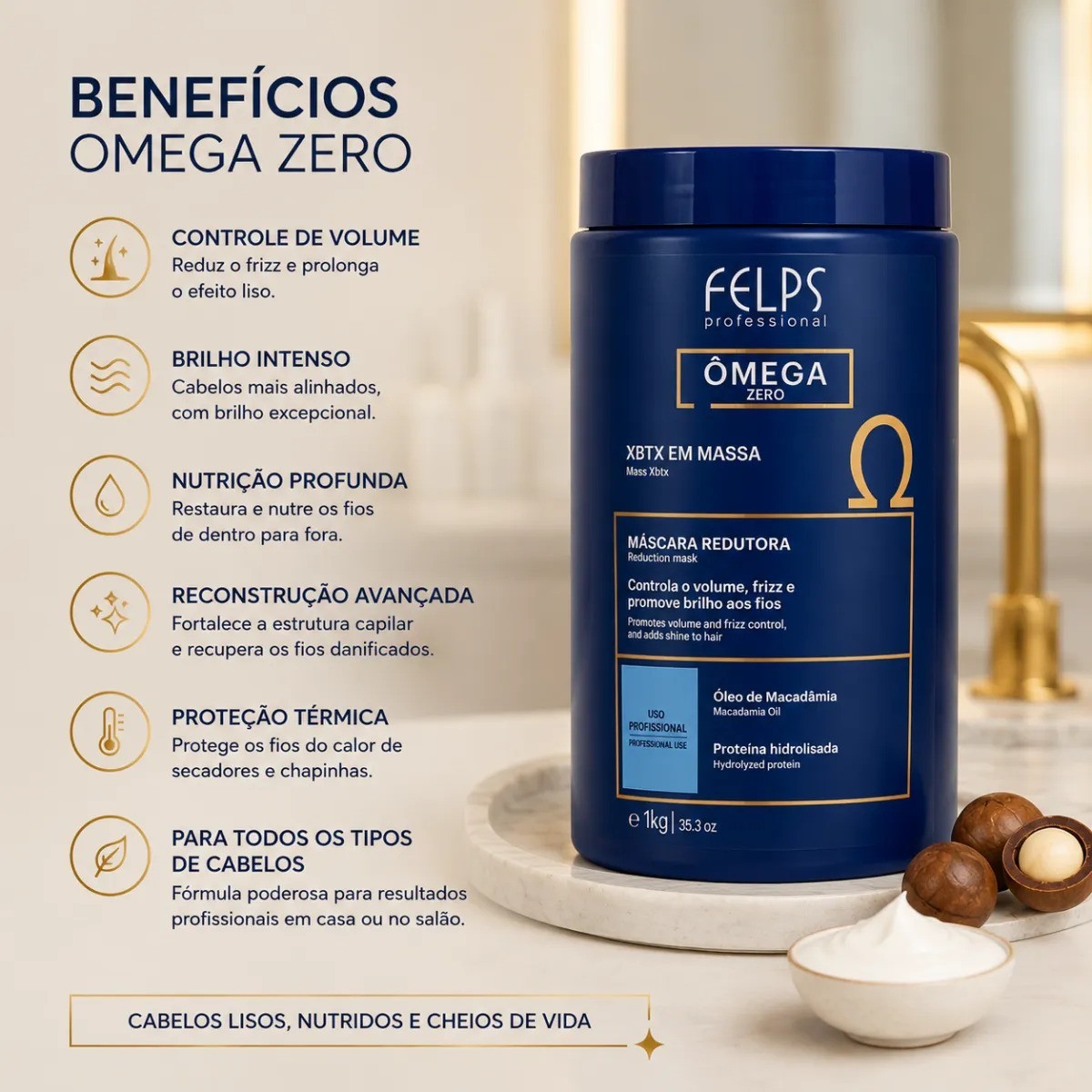 Felps Professional Xbtx Omega Zero/Redutor De Valumes/Nanoplasty 1Kg/35.3 Oz