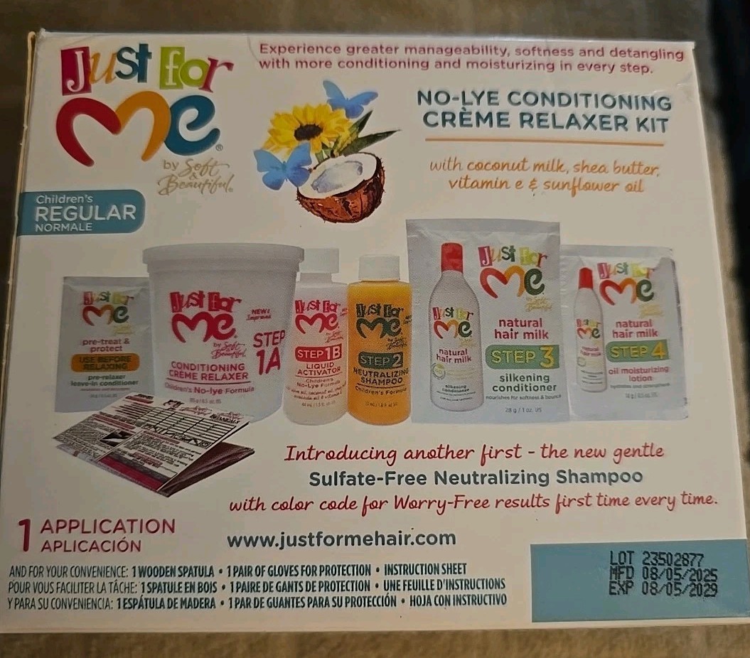 2 Just For Me No-Lye Conditioning Créme Relaxer Kit, Curly, Child (K89)