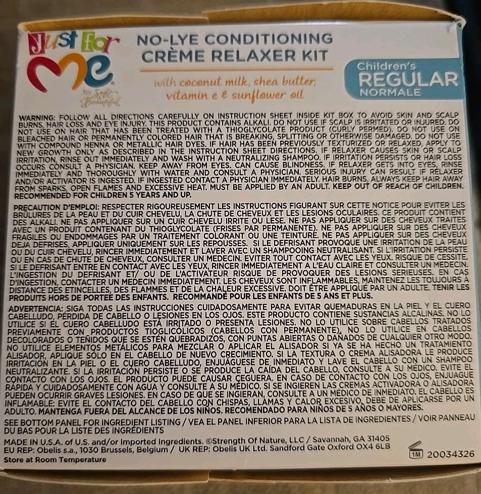 2 Just For Me No-Lye Conditioning Créme Relaxer Kit, Curly, Child (K89)