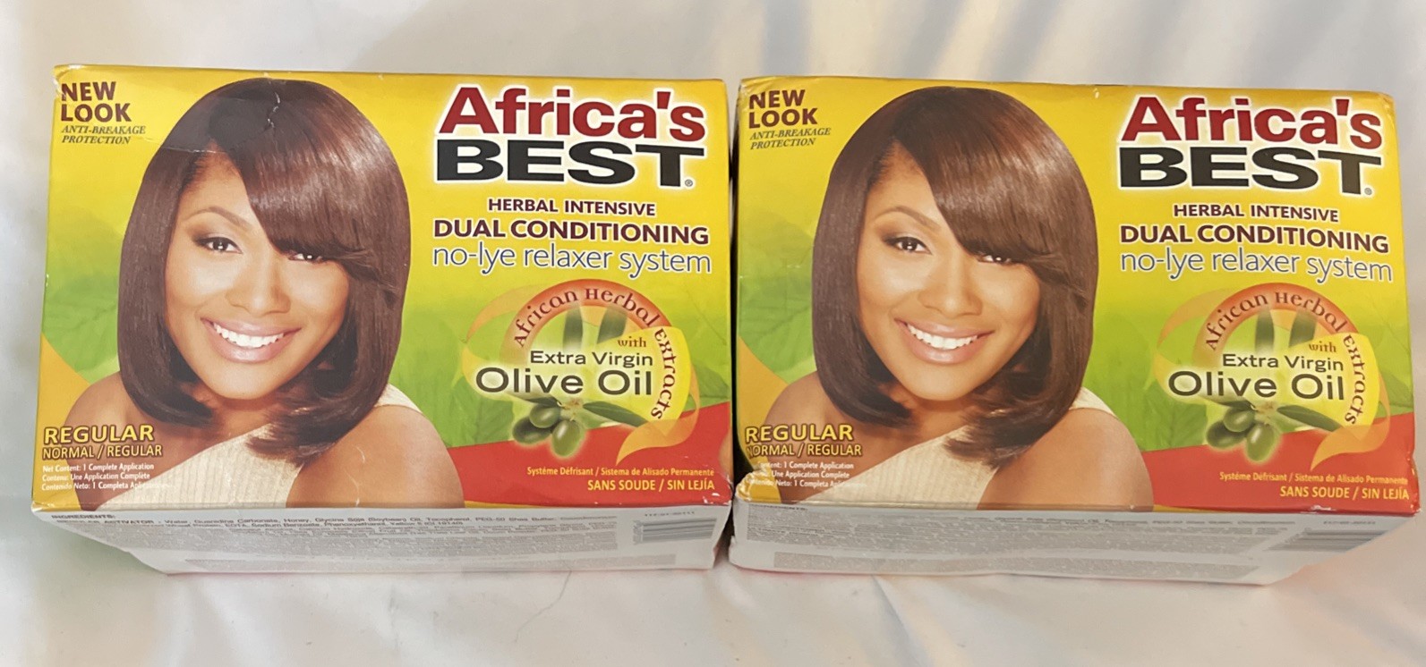 2 Box Africa’s Best Herbal Intensive Dual Conditioning Relaxer No-lye Regular
