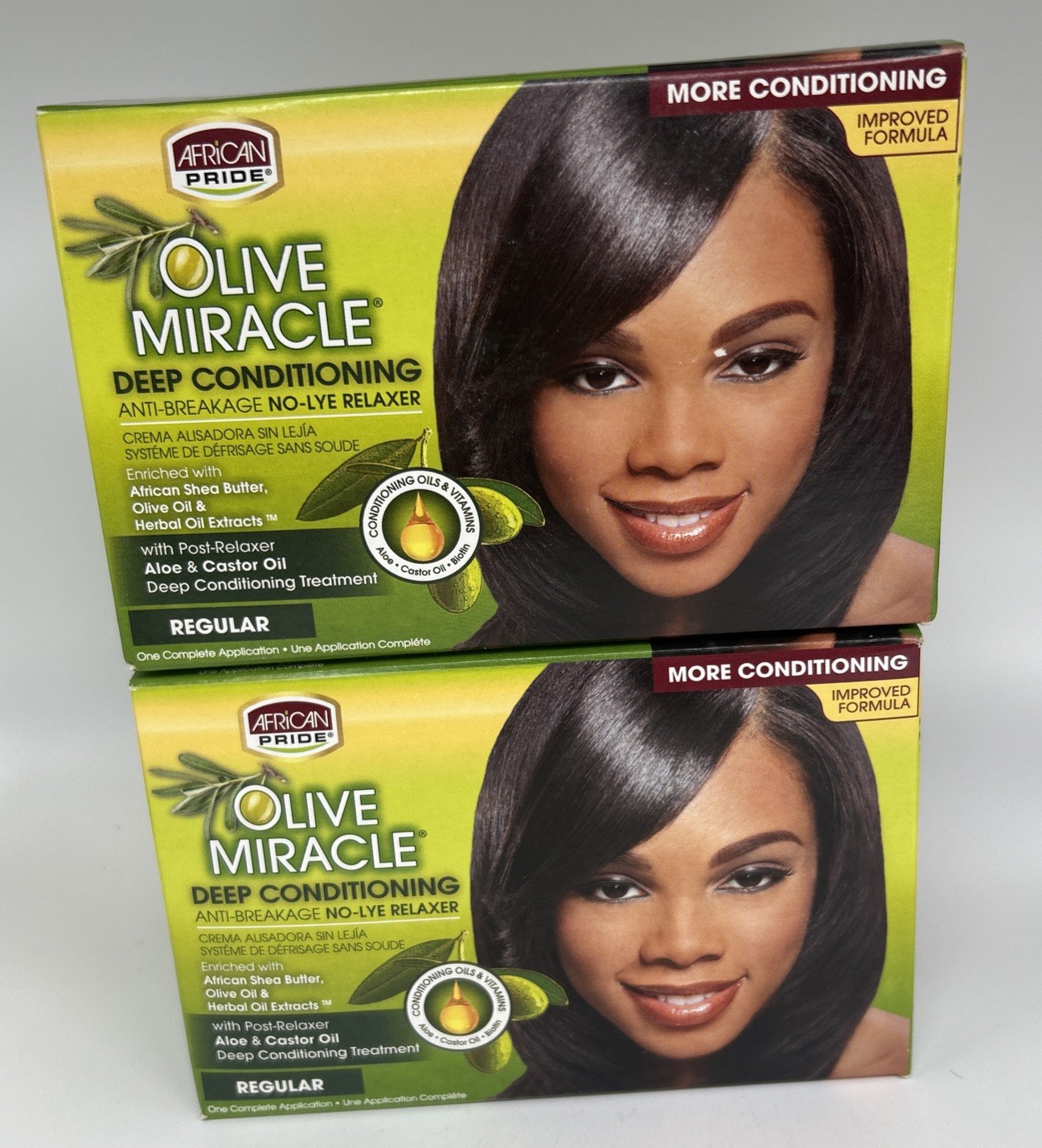 African Pride Olive Miracle Regular No-Lye Deep Conditioning Relaxer 2-Pk Exp 27